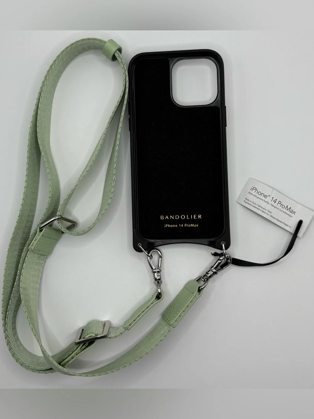 NWT Bandolier Leather IPhone 14 ProMax Crossbody & Bobby Strap, Fern Green